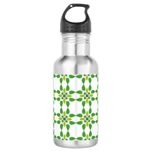 Blattmuster, Muster aus Blättern, grüne Blätter Edelstahlflasche