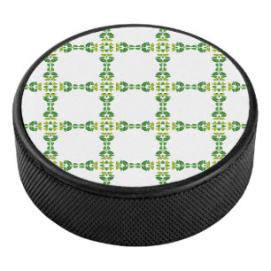 Blattmuster, Muster aus Blättern, grüne Blätter Eishockey Puck