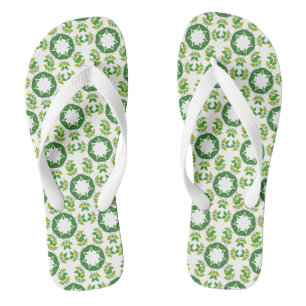 Blattmuster, Muster aus Blättern, grüne Blätter Flip Flops