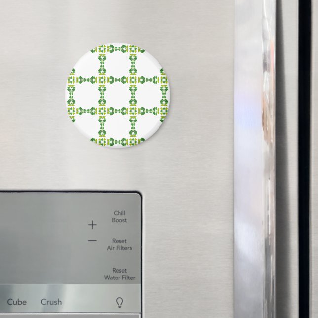Blattmuster, Muster aus Blättern, grüne Blätter Magnet (In Situ (Kühlschrank))