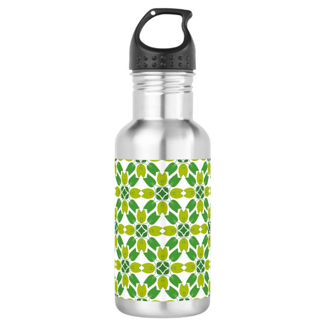 Blattmuster, Muster von Blätter, grüne Blätter Edelstahlflasche (Vorderseite)