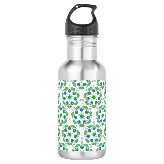 Blattmuster, Muster von Blätter, grüne Blätter Edelstahlflasche (Vorderseite)