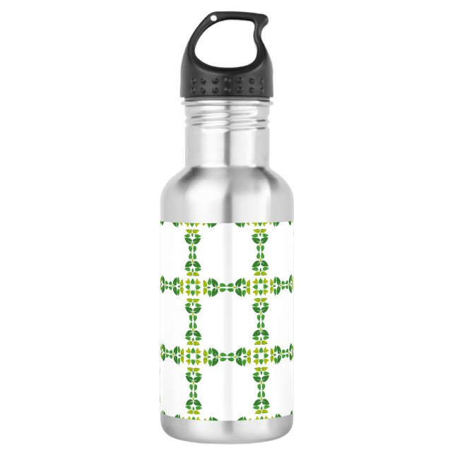 Blattmuster, Muster von Blätter, grüne Blätter Edelstahlflasche (Vorderseite)