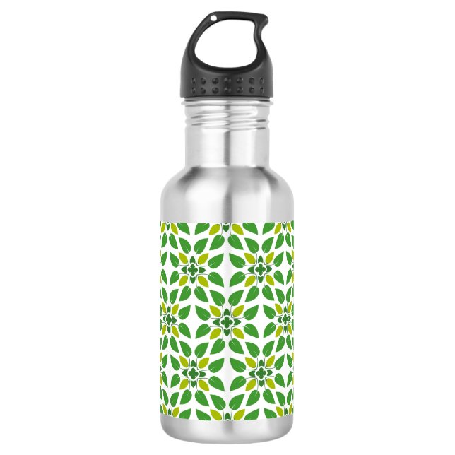 Blattmuster, Muster von Blätter, grüne Blätter Edelstahlflasche (Vorderseite)