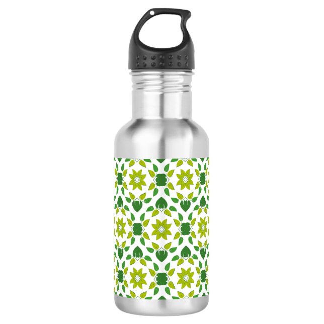 Blattmuster, Muster von Blätter, grüne Blätter Edelstahlflasche (Vorderseite)