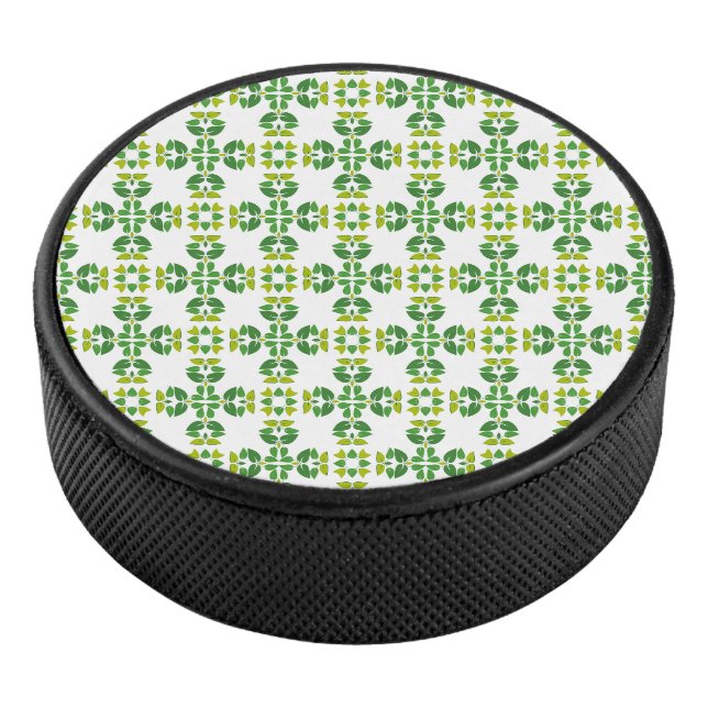 Blattmuster, Muster von Blätter, grüne Blätter Eishockey Puck (3/4)