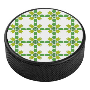 Blattmuster, Muster von Blätter, grüne Blätter Eishockey Puck