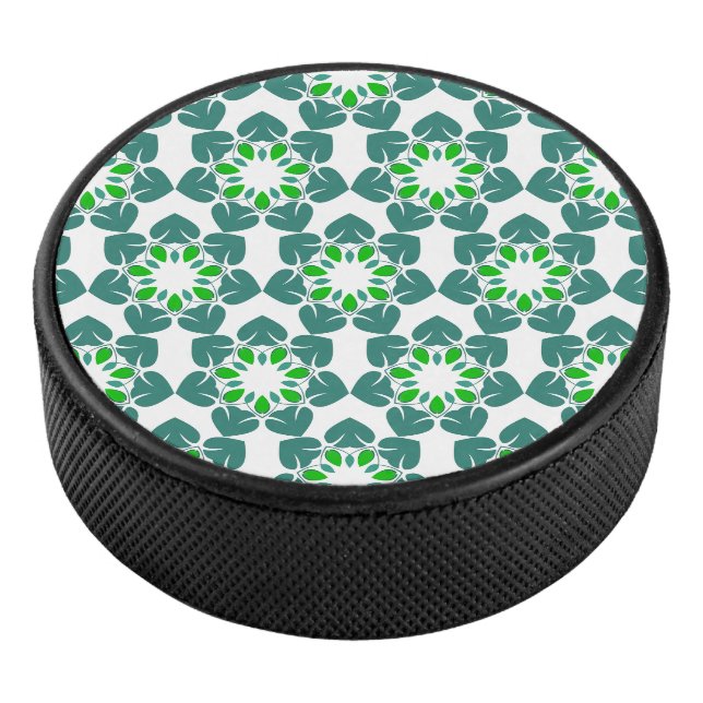 Blattmuster, Muster von Blätter, grüne Blätter Eishockey Puck (3/4)