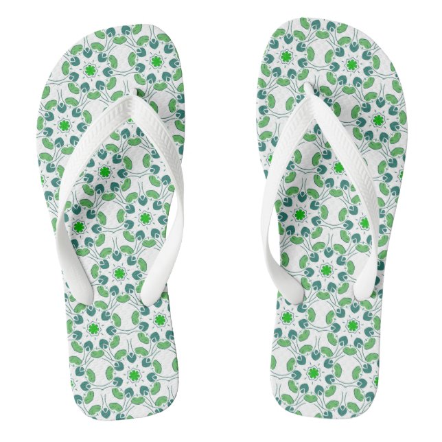 Blattmuster, Muster von Blätter, grüne Blätter Flip Flops (Fußbett)
