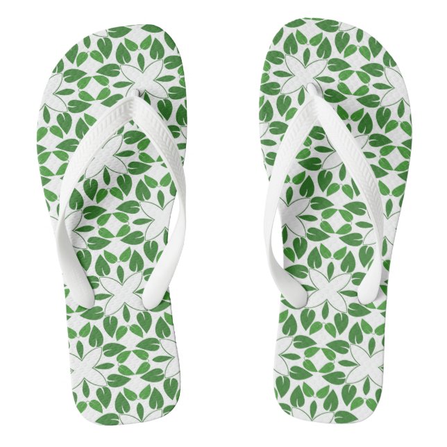 Blattmuster, Muster von Blätter, grüne Blätter Flip Flops (Fußbett)