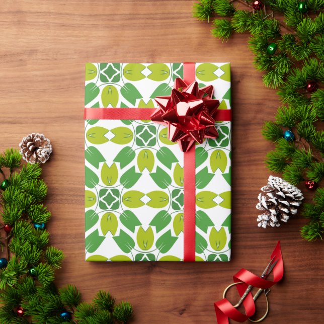 Blattmuster, Muster von Blätter, grüne Blätter Geschenkpapier (Feiertagsgeschenk)
