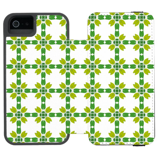 Blattmuster, Muster von Blätter, grüne Blätter Incipio iPhone Geldbeutel-Hülle (Folio Geöffnet)