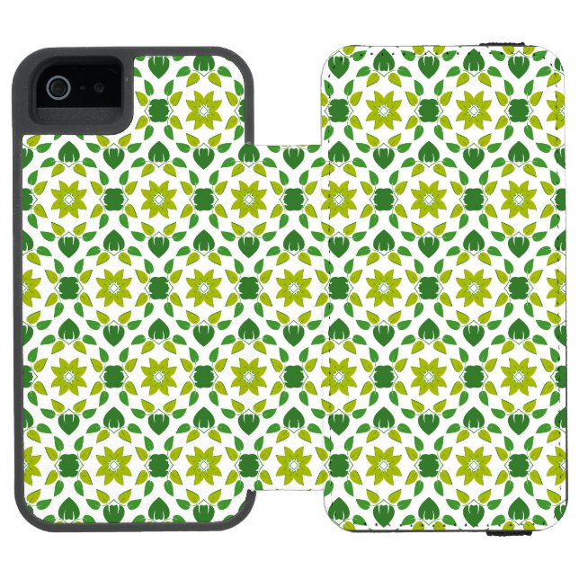 Blattmuster, Muster von Blätter, grüne Blätter Incipio iPhone Geldbeutel-Hülle (Folio Geöffnet)