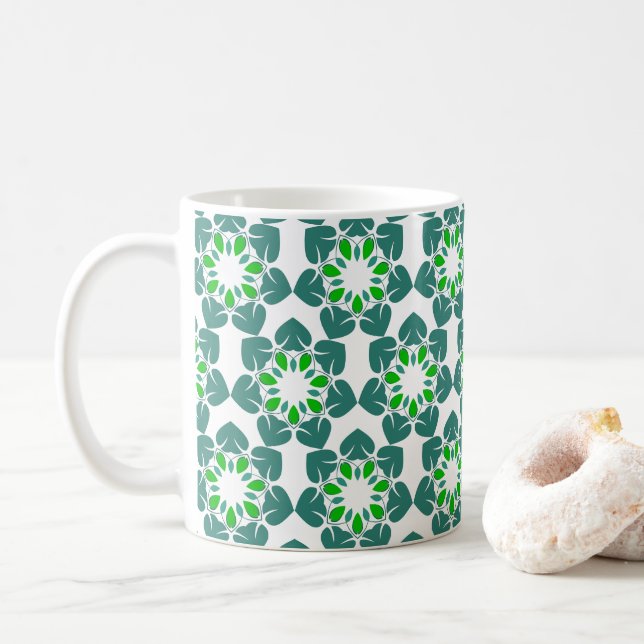 Blattmuster, Muster von Blätter, grüne Blätter Kaffeetasse (Mit Donut)