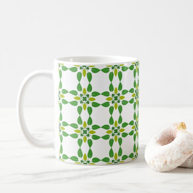 Blattmuster, Muster von Blätter, grüne Blätter Kaffeetasse (Mit Donut)
