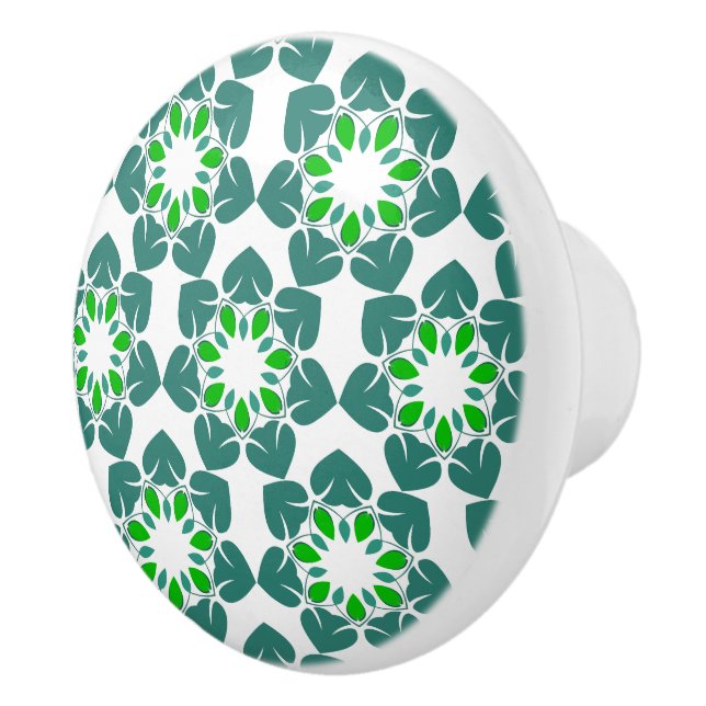 Blattmuster, Muster von Blätter, grüne Blätter Keramikknauf (Rechts)