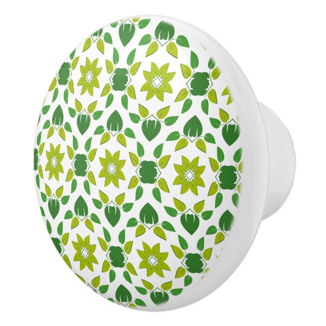 Blattmuster, Muster von Blätter, grüne Blätter Keramikknauf (Rechts)