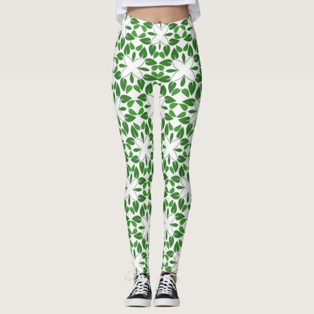 Blattmuster, Muster von Blätter, grüne Blätter Leggings (Vorderseite)