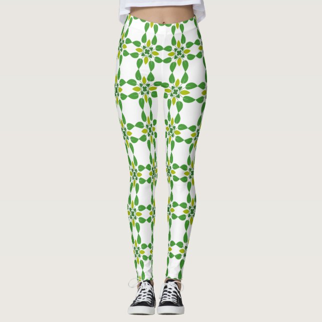 Blattmuster, Muster von Blätter, grüne Blätter Leggings (Vorderseite)