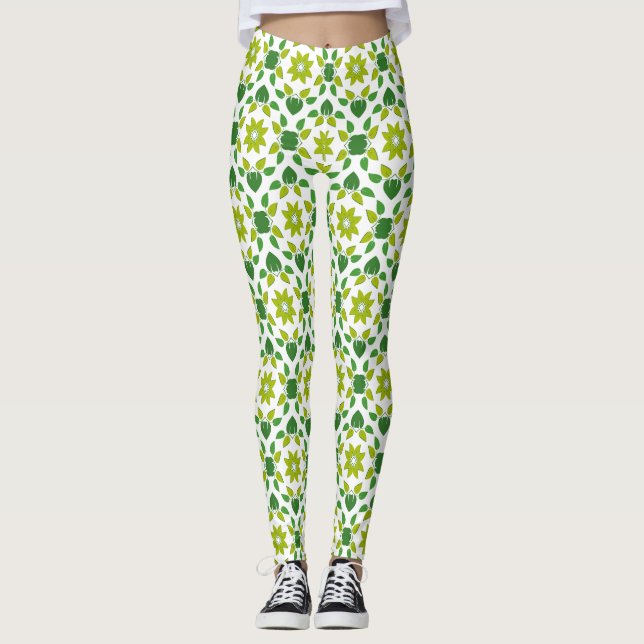 Blattmuster, Muster von Blätter, grüne Blätter Leggings (Vorderseite)