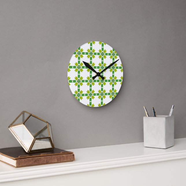 Blattmuster, Muster von Blätter, grüne Blätter Runde Wanduhr (Büro)