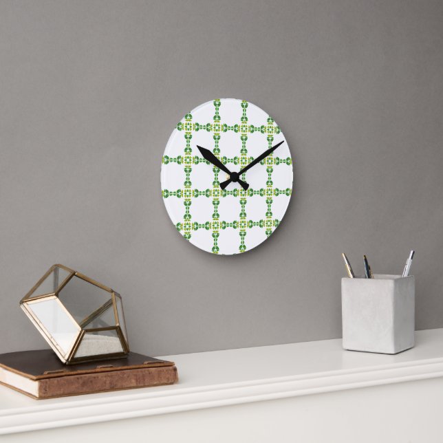 Blattmuster, Muster von Blätter, grüne Blätter Runde Wanduhr (Büro)