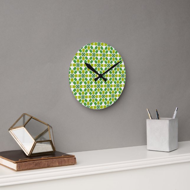 Blattmuster, Muster von Blätter, grüne Blätter Runde Wanduhr (Büro)