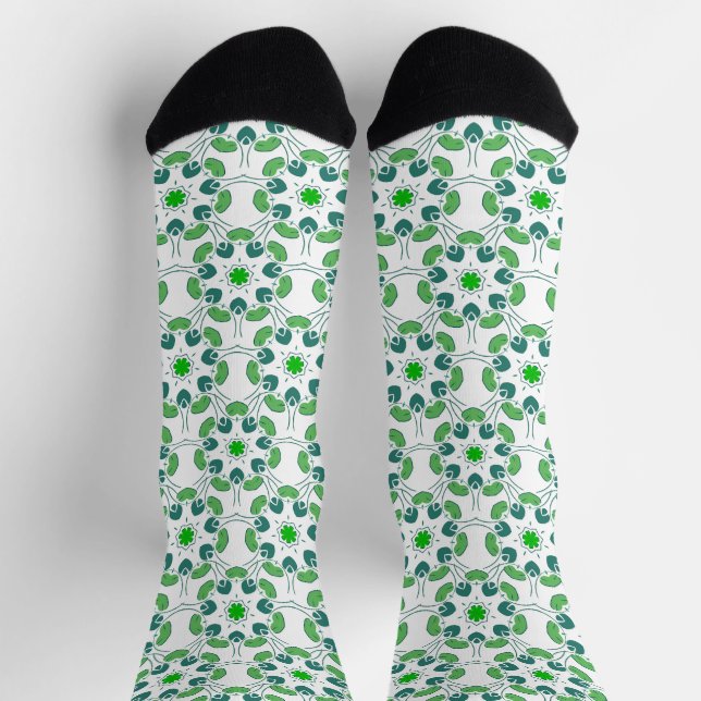 Blattmuster, Muster von Blätter, grüne Blätter Socken (Oben)