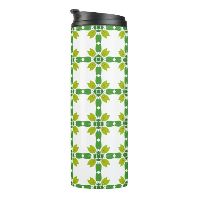 Blattmuster, Muster von Blätter, grüne Blätter Thermosbecher (Nach rechts gedreht)