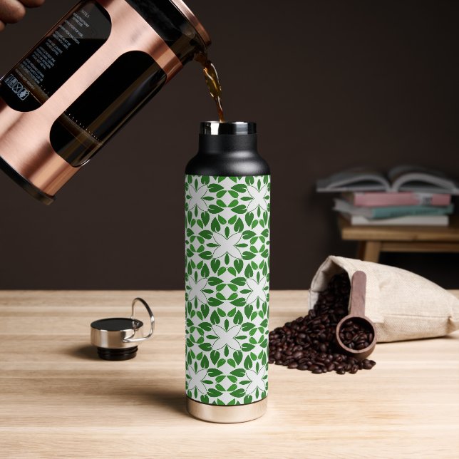 Blattmuster, Muster von Blätter, grüne Blätter Trinkflasche (Kaffee)