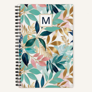Blattmuster schöne bunte Blätter monogrammiert Notizbuch