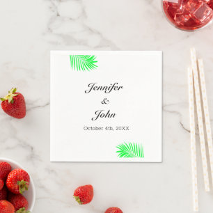 Blattpalme Grüne Aquarellfarben Blätter Hochzeit Serviette