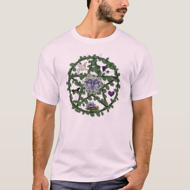BlattPentagram mit Mond T-Shirt (Vorderseite)