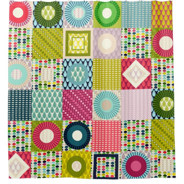 Blattquadrate Duschvorhang (Vorderseite)