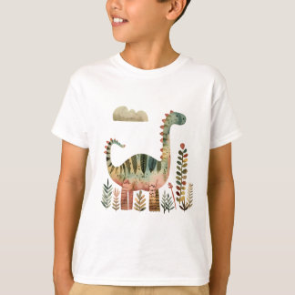 Blattreiches Dino-Szene – Süßes Dinosaurier-Shirt T-Shirt