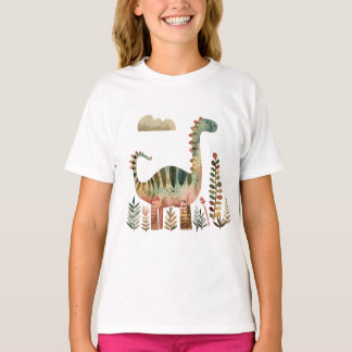 Blattreiches Dino-Szene – Süßes Dinosaurier-Shirt T-Shirt
