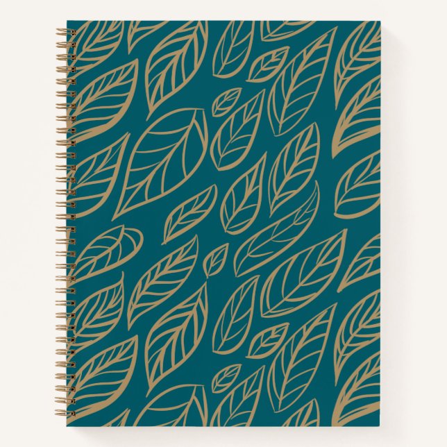 Blättrige Gedanken – Goldene botanische Spirale  Notizbuch (Vorderseite)