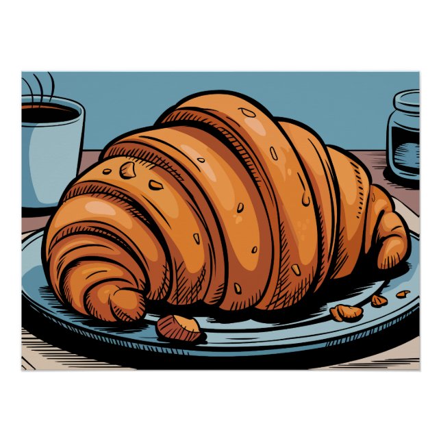 Blättrige Morgen-Croissant-Leckerei Poster (Vorderseite)