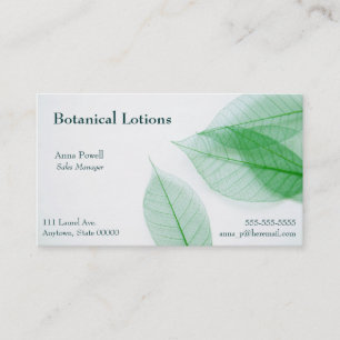 Blattskelette auf weißer Visitenkarte