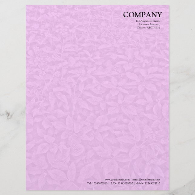 Blattunterwuchs Textur - Rosa Briefkopf (Vorderseite)
