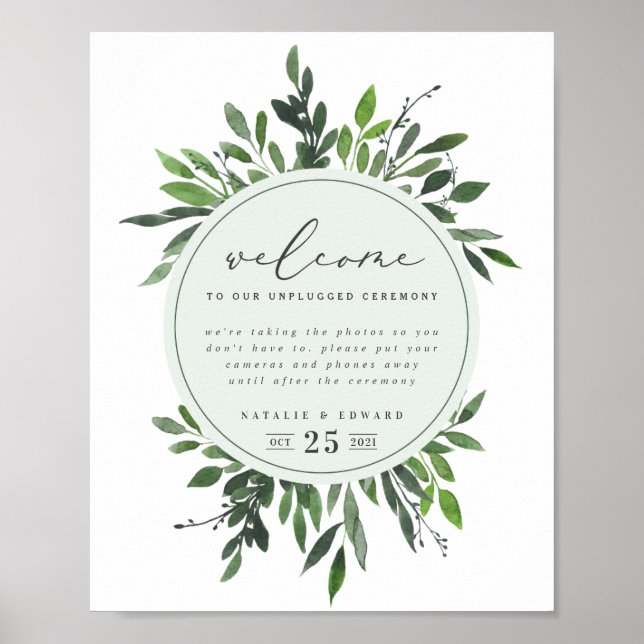 Blattwasserfarbe geometrisches Hochzeitsposter Poster (Vorne)