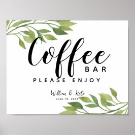 Blattwerk, Grünpflanzen, botanisches Bar Poster