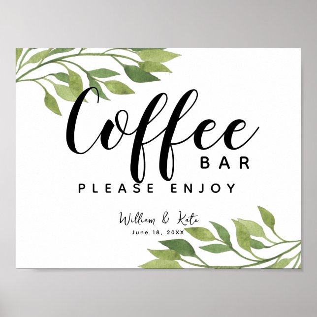 Blattwerk, Grünpflanzen, botanisches Bar Poster (Vorne)