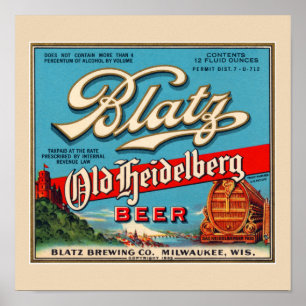 Blatz Old Heidelberg Vintage-Bieretikett restaurie Poster