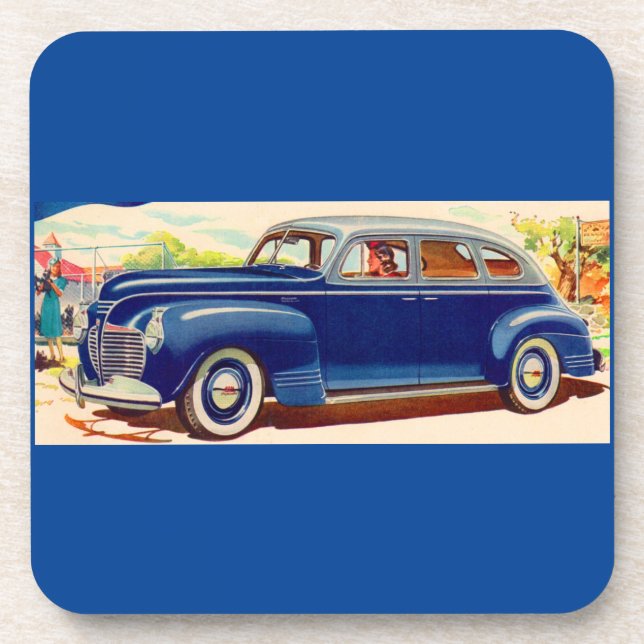 blau 1941 Plymouth Getränkeuntersetzer (Vorderseite)