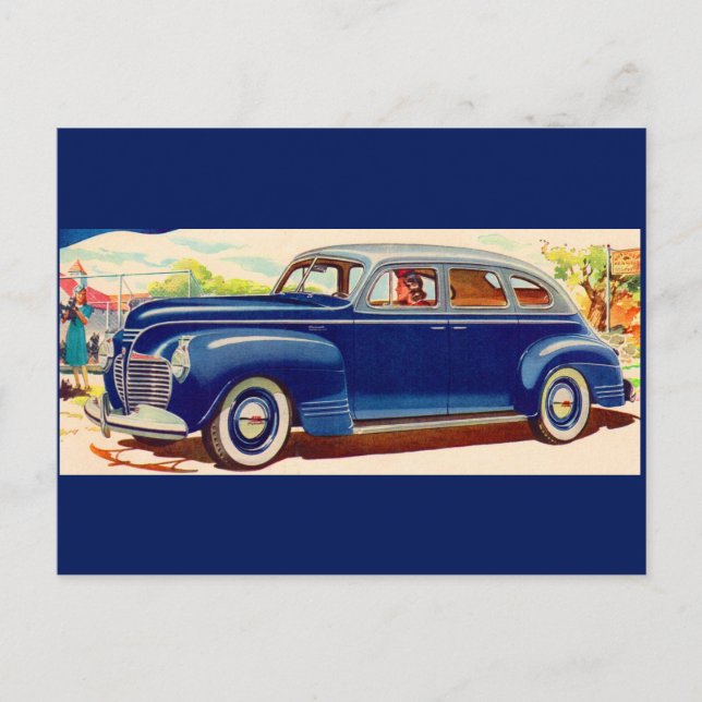 blau 1941 Plymouth Postkarte (Vorderseite)