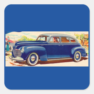 blau 1941 Plymouth Quadratischer Aufkleber