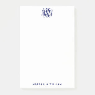 Blau 3 Anfangsreben-Schrift-Monogramm B&G DIY BG Post-it Klebezettel