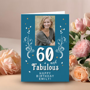 Blau 60 & Fabulous Foliage 60. Geburtstag Foto  Karte