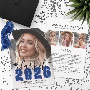 Blau Abschlussfoto Abitur Ankündigung